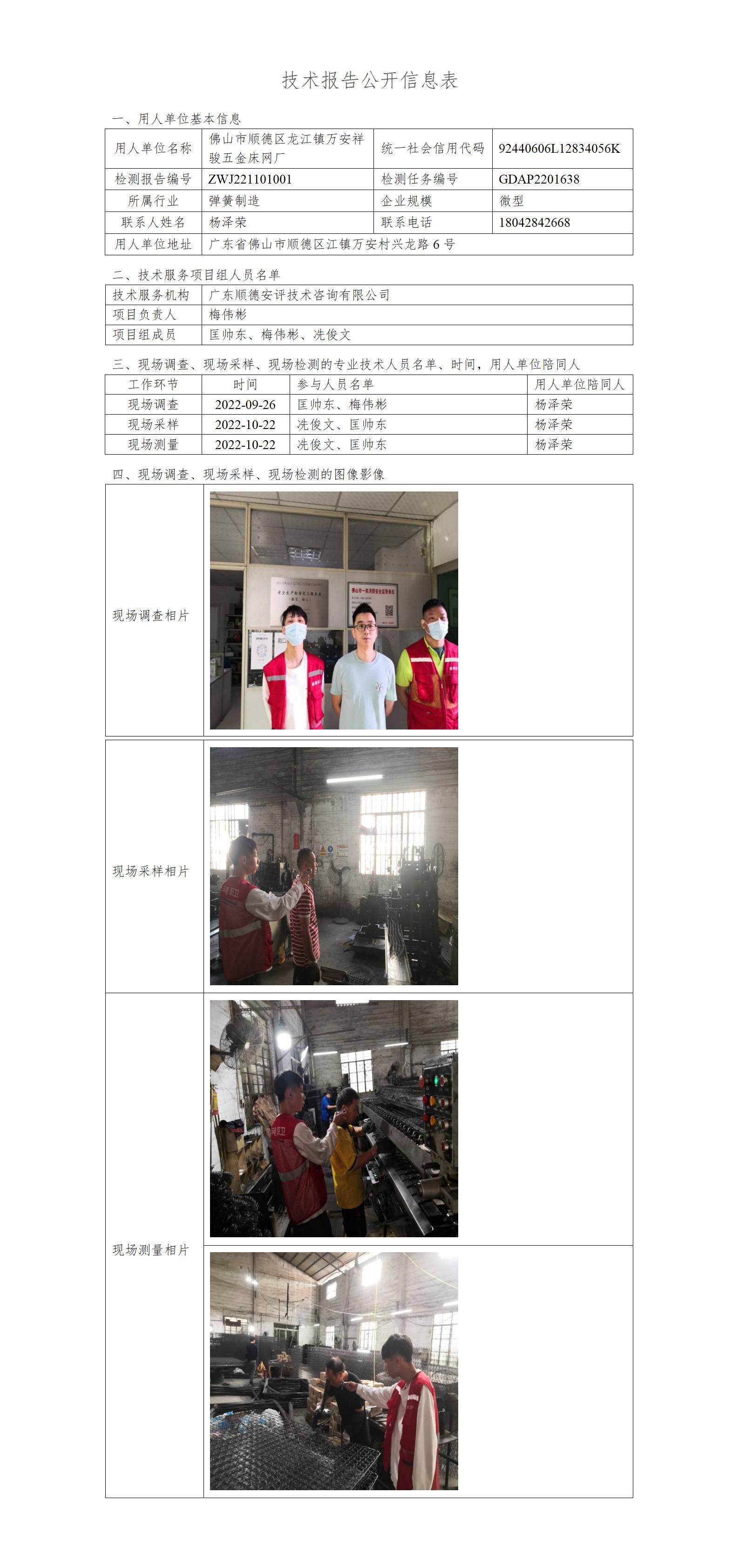 佛山市顺德区龙江镇万安祥骏五金床网厂-2022-技术报告公开信息表_01.jpg